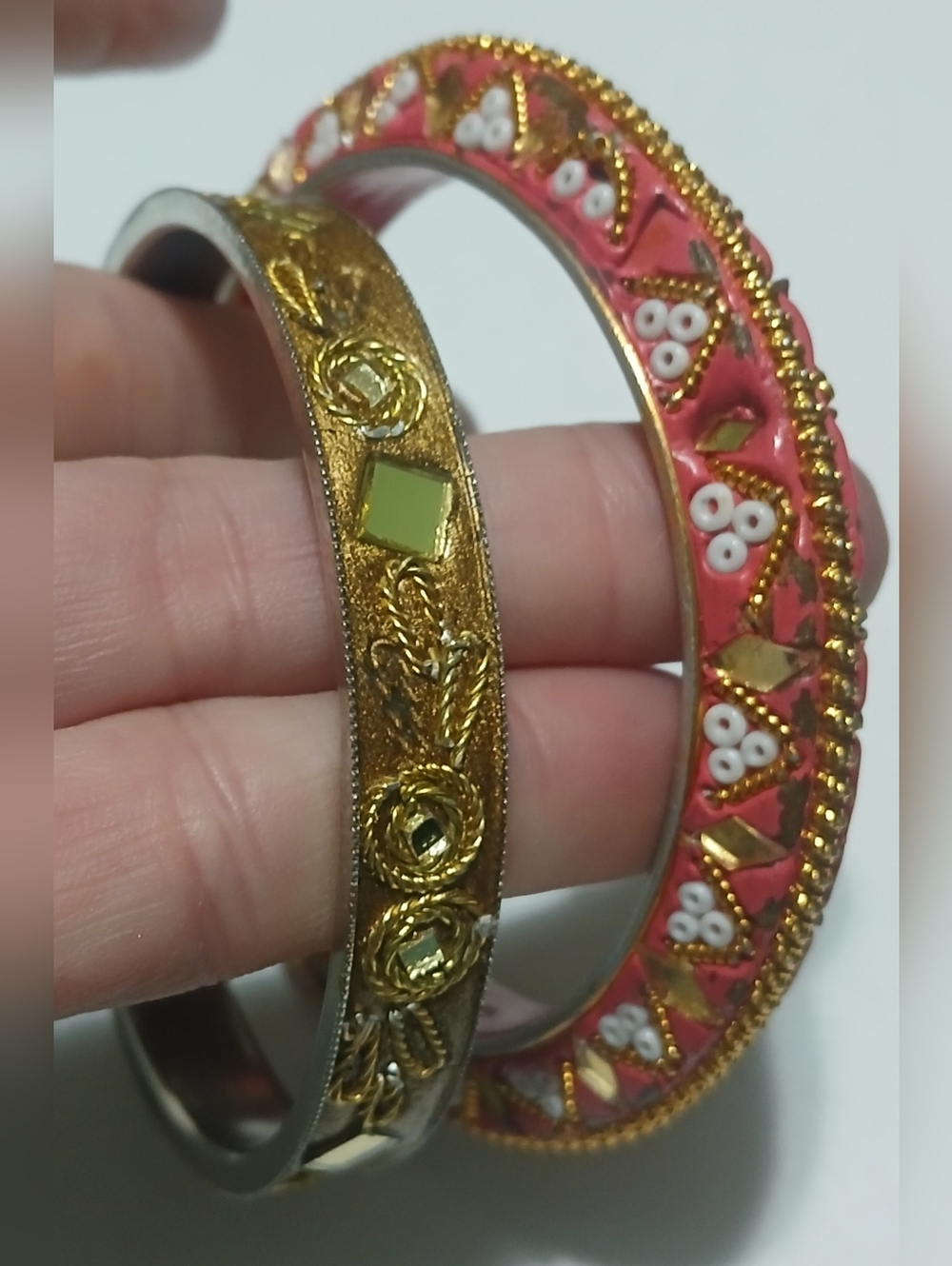 Vintage Gold and Pink India Bangle Set